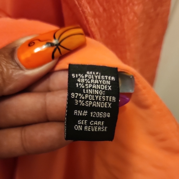 4x [Torrid] Open Textured Coral Melon Orange Long Blazer W/ Pockets B1 - Picture 6 of 6